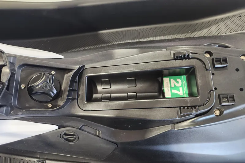 Slide: The Image of 2024 Seadoo SPARK TRIXX 1 UP dashboard displaying speed and temperature. - 12