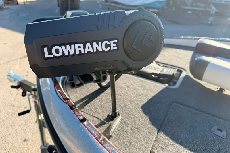 Slide: The Image of 2026 Triton 179 TrX boat with Lowrance Ghost trolling motor and electronics. - 10