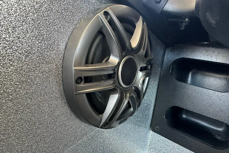 Slide: The Image of Speaker in 2026 Triton 179 TrX boat interior, featuring sleek metallic design. - 20