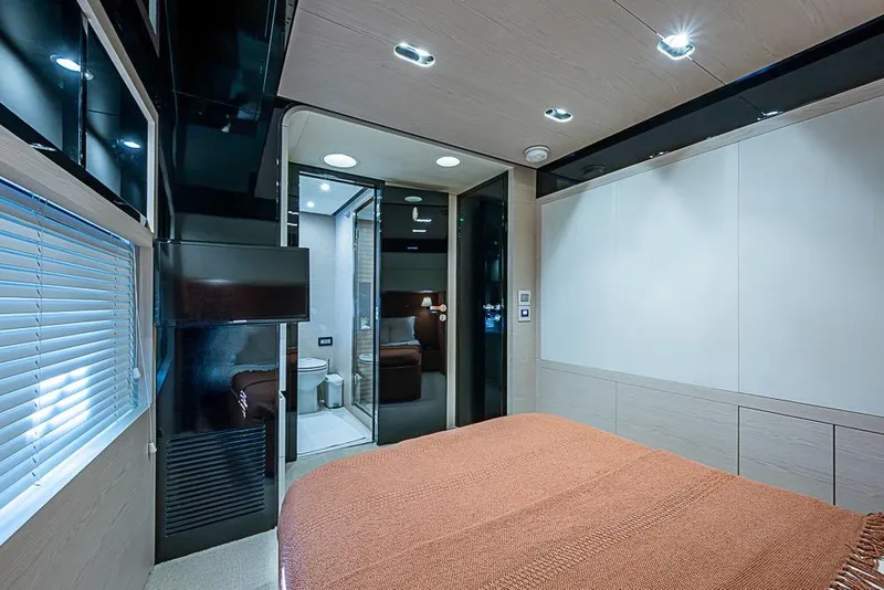 Slide: The Image of Luxurious interior of 2017 Azimut 80 yacht bedroom with modern design and ensuite bathroom. - 102