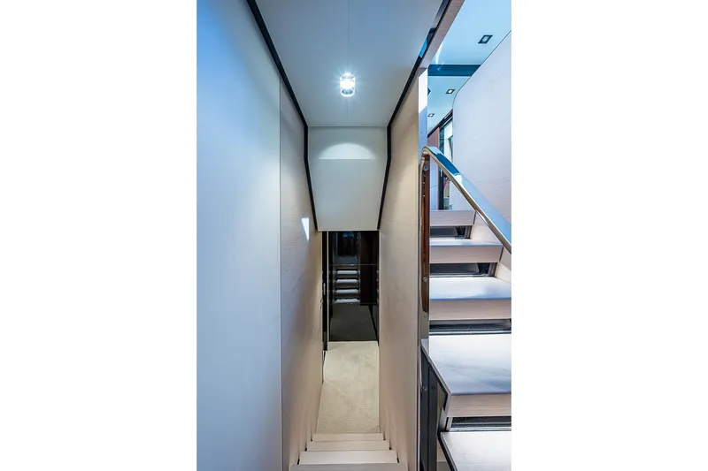 Slide: The Image of Staircase interior of 2017 Azimut 80 yacht, featuring modern design and lighting. - 69