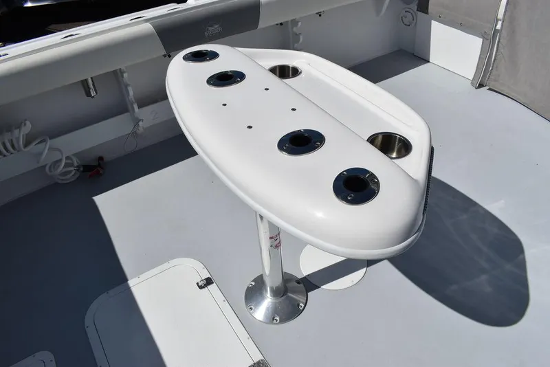 Slide: The Image of 2023 Steiger Craft 31 Miami boat deck with fishing rod holders. - 47