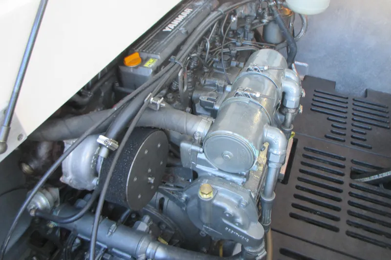 Slide: The Image of Engine compartment of a 2005 Mainship Pilot 34 Sedan with Yanmar components. - 37