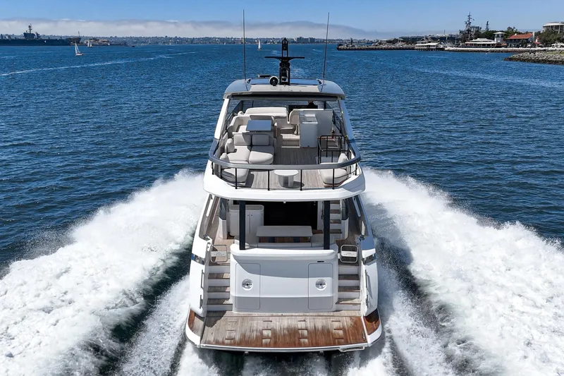 Slide: The Image of Luxurious 2026 Azimut Fly 72 yacht cruising on open water, showcasing elegant design. - 13