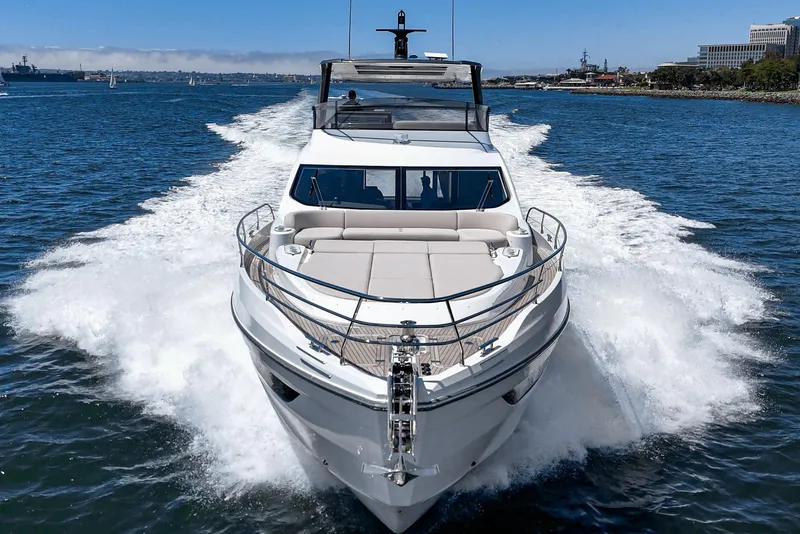 Slide: The Image of 2026 Azimut Fly 72 yacht cruising on open water, showcasing luxury and speed. - 15