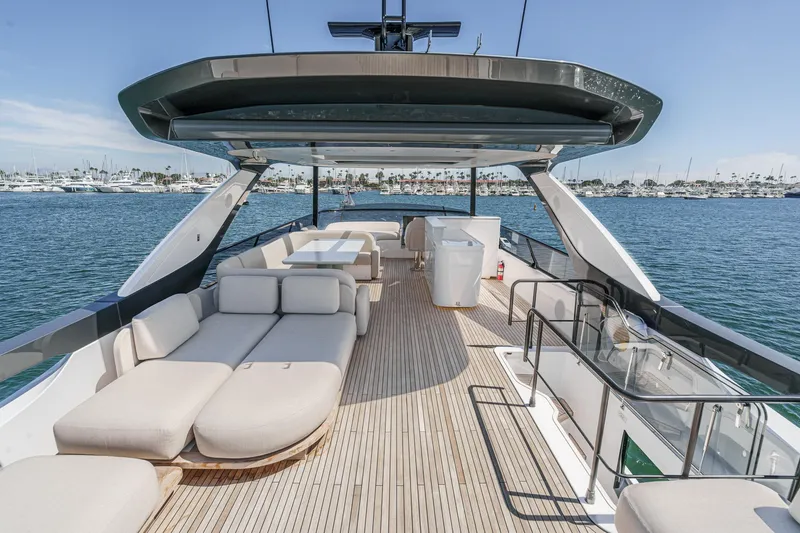 Slide: The Image of Luxurious 2026 Azimut Fly 72 yacht with spacious deck and elegant seating. - 29