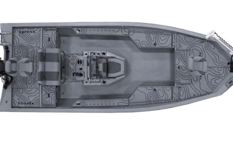 Slide: The Image of Top view of 2026 Express H22B boat with detailed deck design. - 21