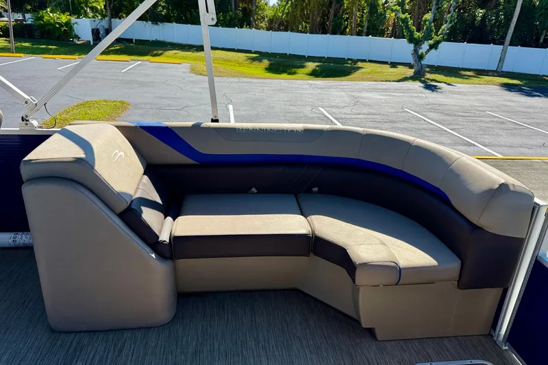 Slide: The Image of 2023 Bennington 23 SX boat interior with luxurious seating and modern design. - 22