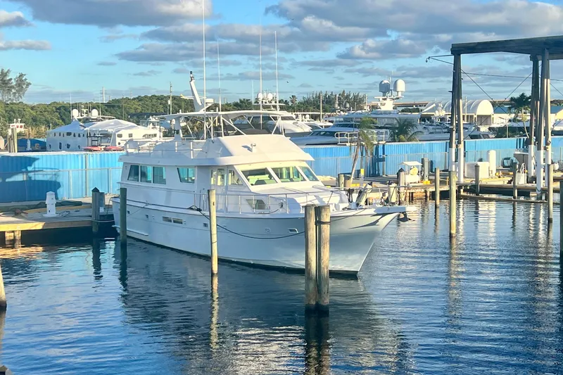 Slide: The Image of 1989 Hatteras 65 Motor Yacht docked at Rolly Marine in Fort Lauderdale. - 2