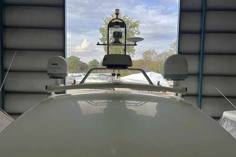 Slide: The Image of 2007 Fairline Targa 47 GT yacht radar and navigation equipment in a storage facility. - 14