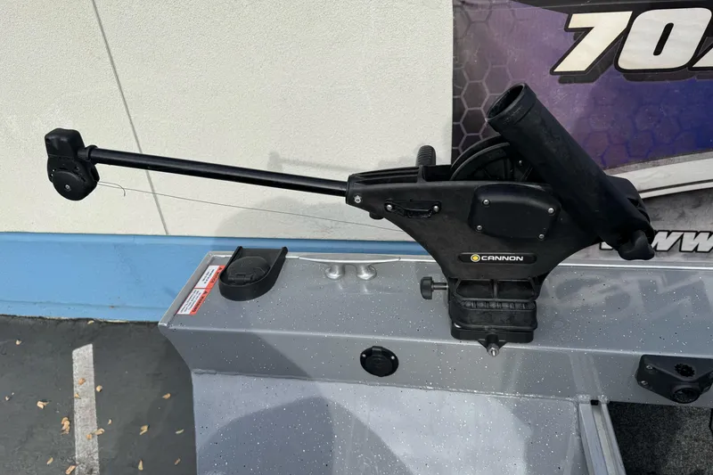 Slide: The Image of 2018 Fish Rite 16.5 Stalker boat with Cannon downrigger attached. - 23