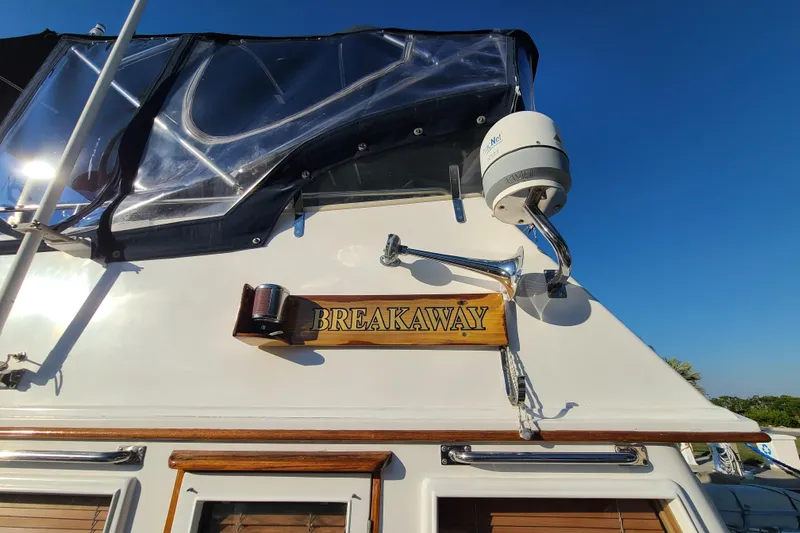 Slide: The Image of Grand Banks 46 Classic 2000 yacht with "Breakaway" nameplate and radar equipment. - 8