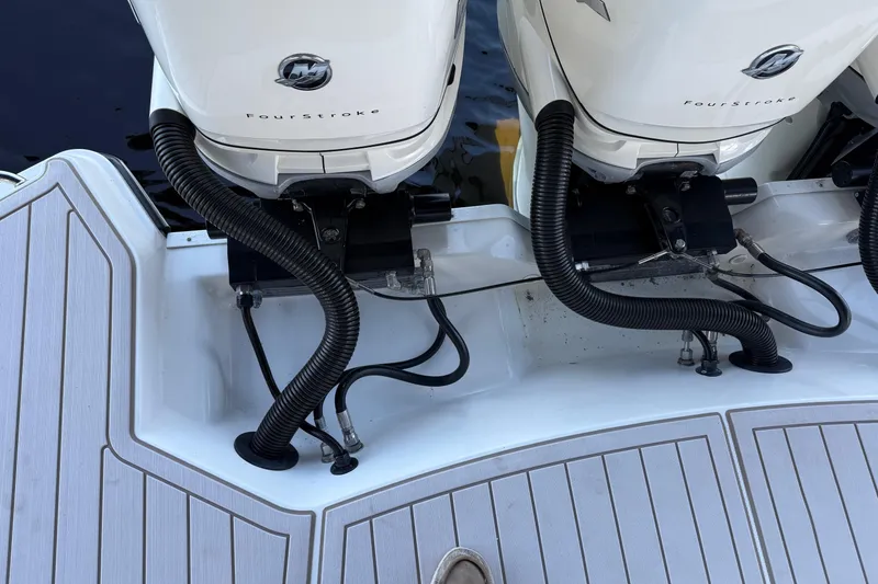 Slide: The Image of 2018 Sae Ray 38SLV OB boat with triple Four Stroke outboard engines. - 17