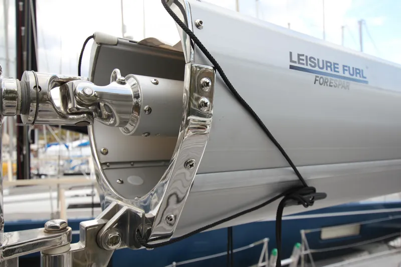 Slide: The Image of Close-up of Leisure Furl system on 1989 Nautor Swan 53 sailboat. - 22