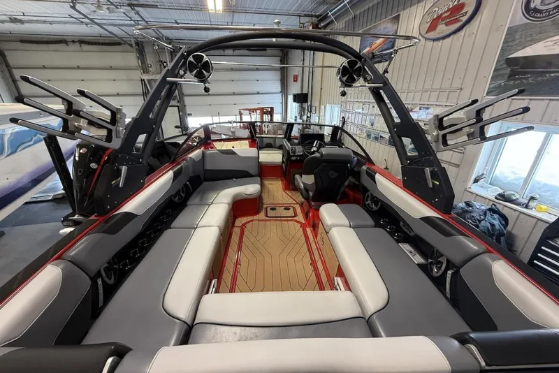 Slide: The Image of 2019 Malibu Wakesetter 23 LSV interior with spacious seating and modern design. - 16