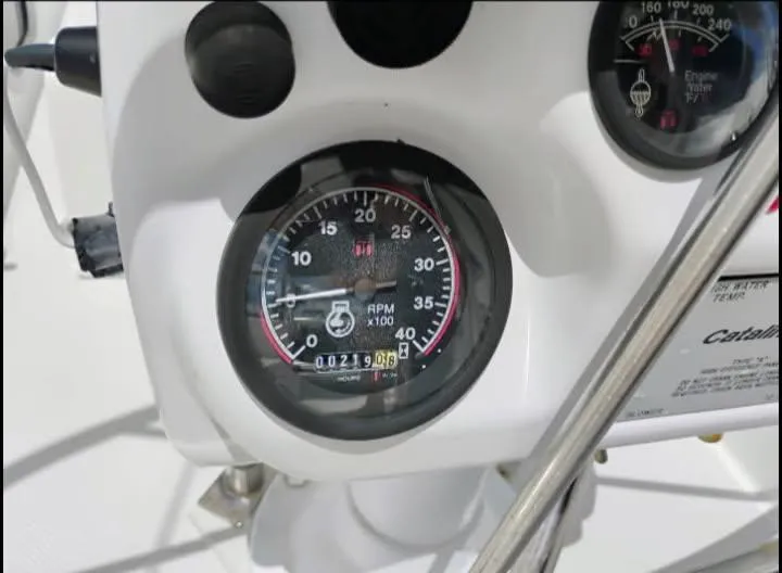 Slide: The Image of Close-up of 2002 Catalina 34 Mark II boat tachometer and gauges. - 13
