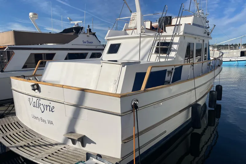 Slide: The Image of 1985 Ocean Alexander 38 Double Cabin yacht docked at Liberty Bay, WA. - 3