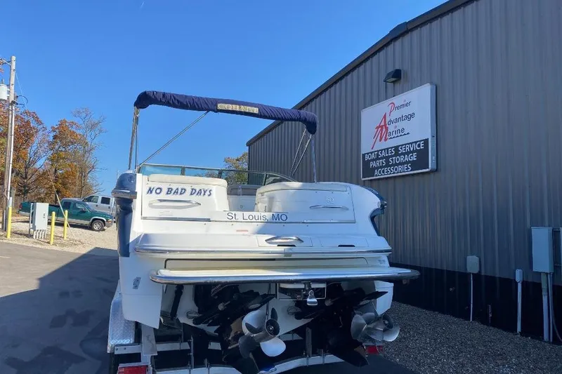 Slide: The Image of 2002 Cobalt 282 boat at Premier Advantage Marine, St. Louis, MO, with "No Bad Days" text. - 3