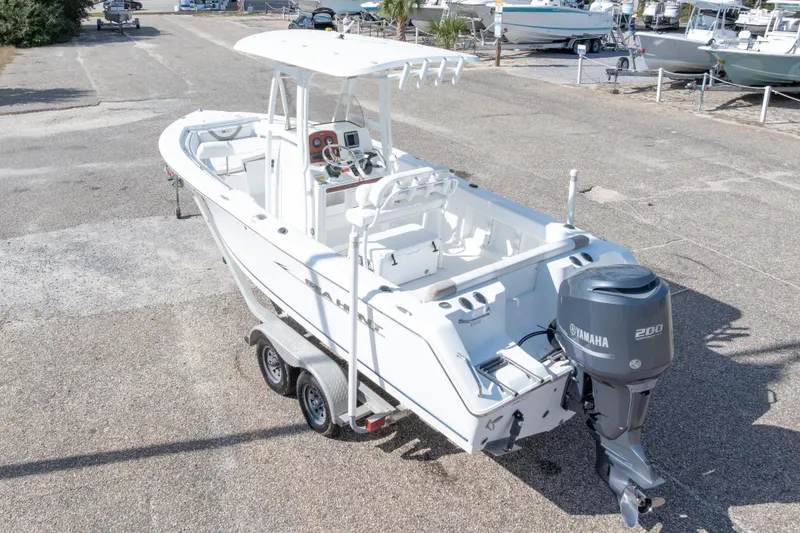 Slide: The Image of 2012 Sea Hunt Ultra 225 boat with Yamaha 200 engine on trailer. - 7