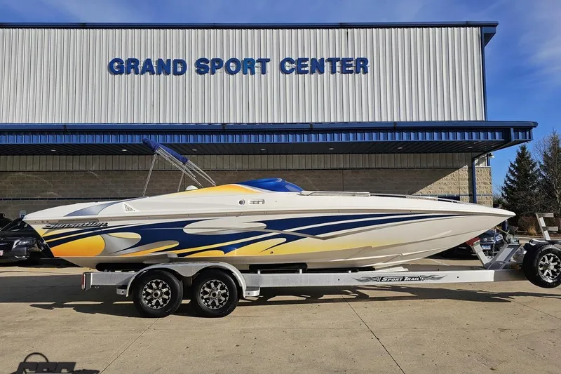 The Image of 2010 Sunsation 288 MID-CABIN boat on trailer at Grand Sport Center. - 1