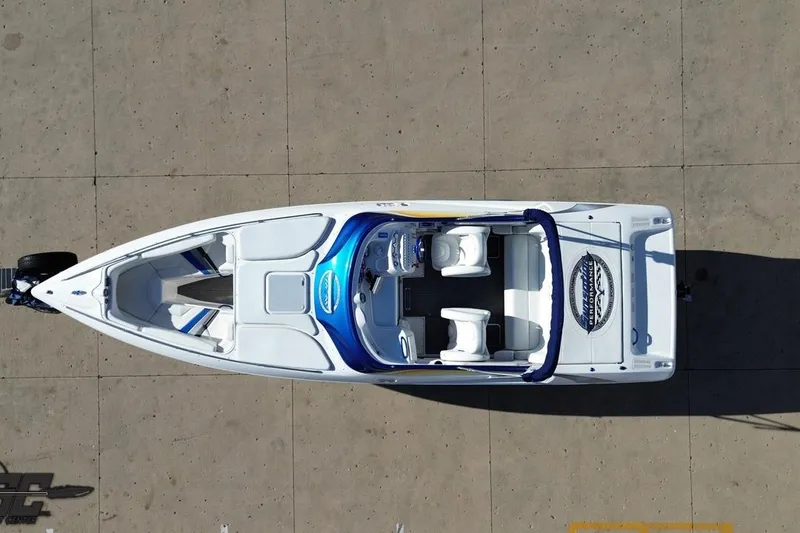 Slide: The Image of Overhead view of 2010 Sunsation 288 MID-CABIN - OPEN BOW boat on concrete surface. - 40