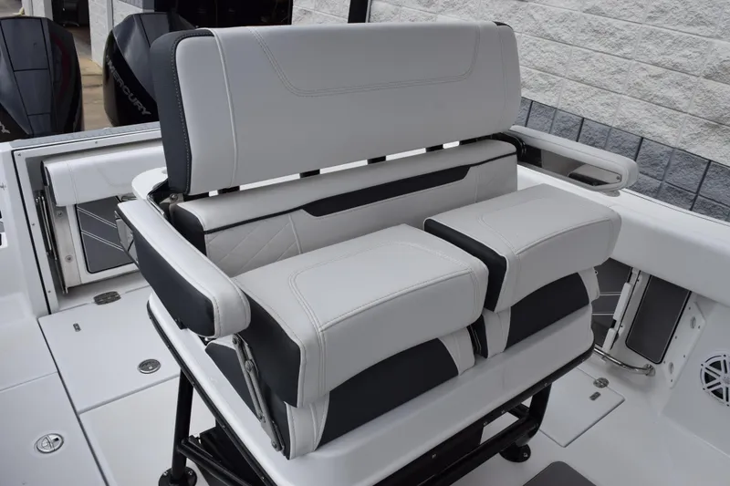 Slide: The Image of 2023 Blackfin 252 CC boat seating with modern design and comfortable upholstery. - 12