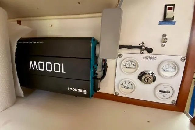 Slide: The Image of Electrical panel and inverter inside a 1988 Morgan 44 boat. - 35