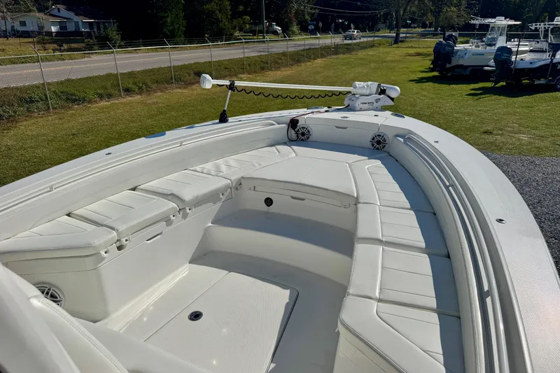 Slide: The Image of 2021 Regulator 26XO boat with spacious seating and modern design. - 16