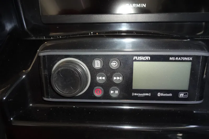 Slide: The Image of Fusion MS-RA70NSX audio system on 2022 Jeanneau Merry Fisher 895 Offshore boat. - 106