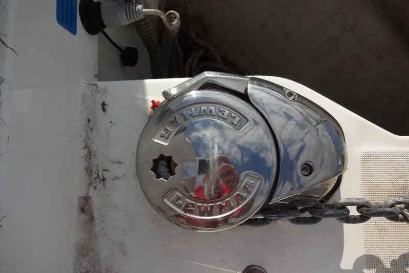 Slide: The Image of Lewmar winch on Jeanneau Merry Fisher 895 Offshore, 2022 model, with chain detail. - 162