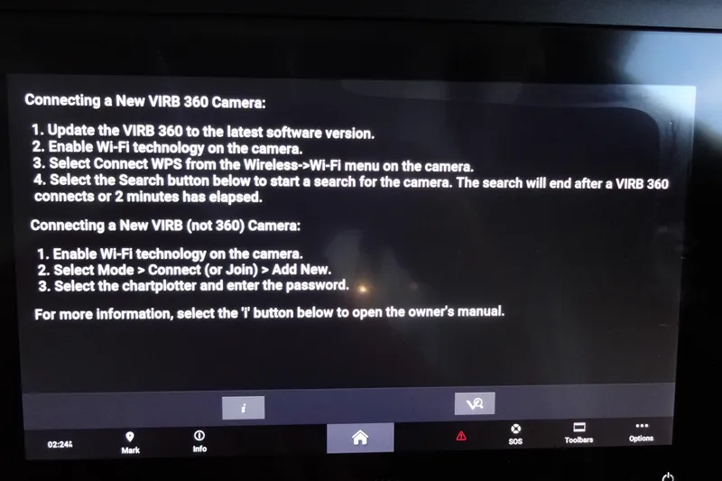 Slide: The Image of Connecting VIRB 360 camera instructions on Jeanneau Merry Fisher 895 Offshore, 2022 model. - 80