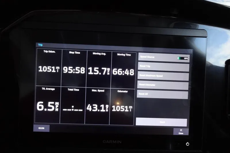 Slide: The Image of Garmin display showing trip data for 2022 Jeanneau Merry Fisher 895 Offshore. - 83