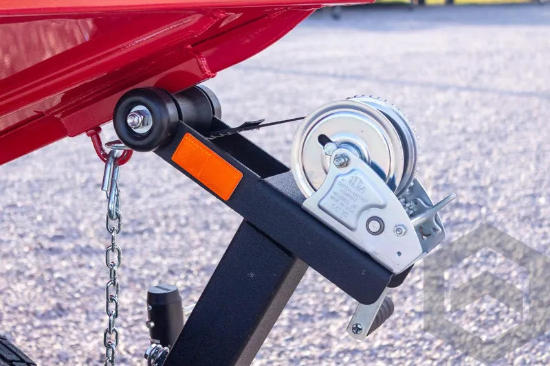 Slide: The Image of Winch and chain detail on 2026 G3 Sportsman 1710 SE boat trailer. - 13