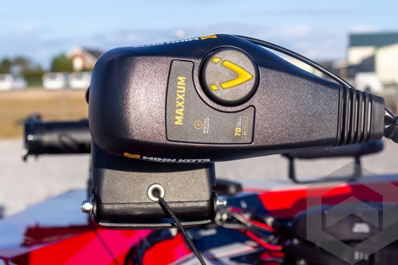 Slide: The Image of Close-up of Minn Kota Maxxum trolling motor on 2026 G3 Sportsman 1710 SE boat. - 14