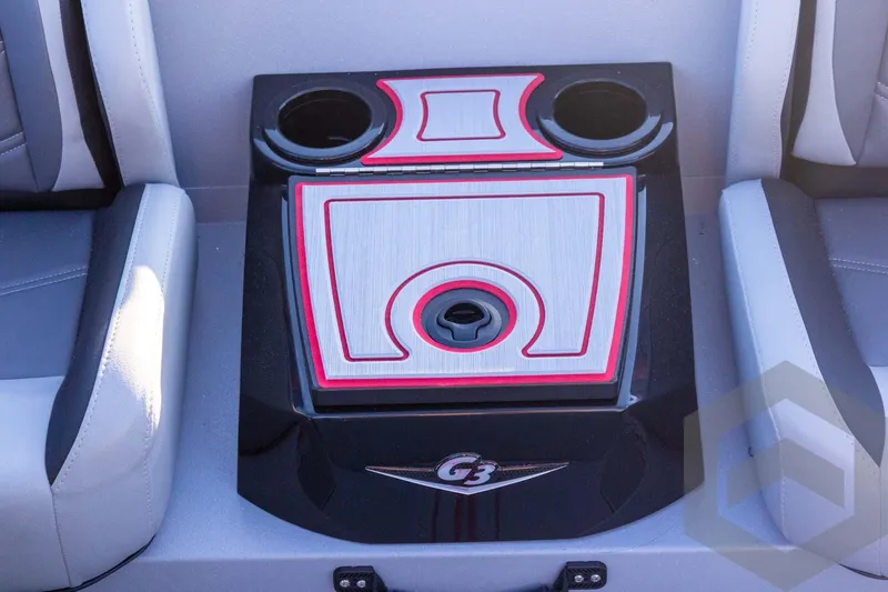 Slide: The Image of 2026 G3 Sportsman 1710 SE boat console with cup holders and sleek design. - 40