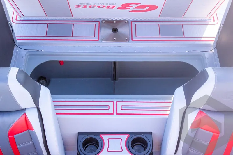 Slide: The Image of 2026 G3 Sportsman 1710 SE boat interior with storage compartment and seating. - 48