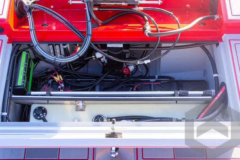 Slide: The Image of 2026 G3 Sportsman 1710 SE boat interior showing wiring and components. - 49