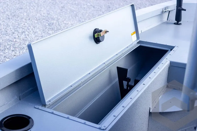 Slide: The Image of Open storage compartment on 2026 G3 Bay 19 GX boat, showcasing interior space. - 25