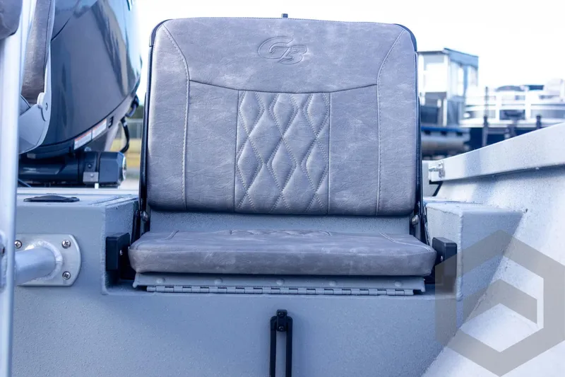 Slide: The Image of Gray seat on 2026 G3 Bay 19 GX boat, featuring diamond stitching. - 36