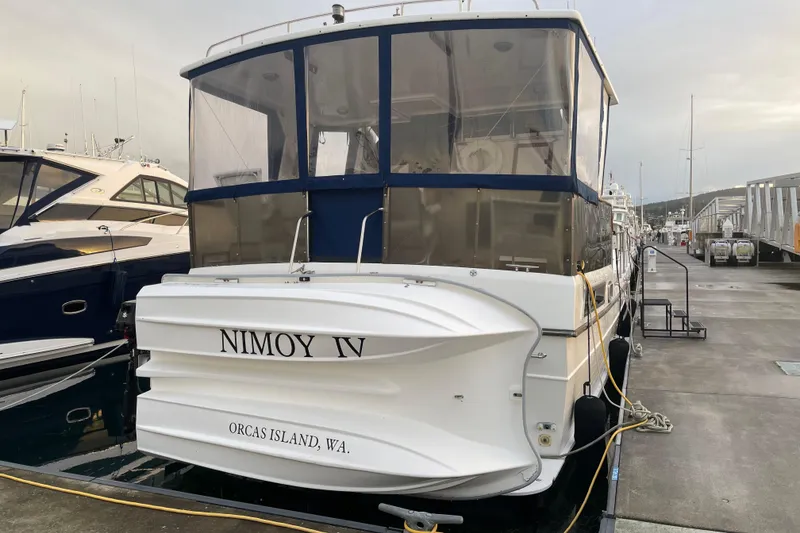 Slide: The Image of 1985 Nova 40 Sundeck Aft Cabin yacht docked at marina, Orcas Island, WA. - 3