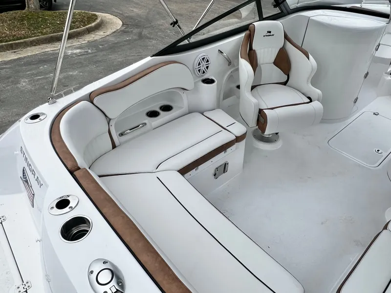 Slide: The Image of Interior of Stingray 211DC boat, luxurious seating, 2026 model. - 10
