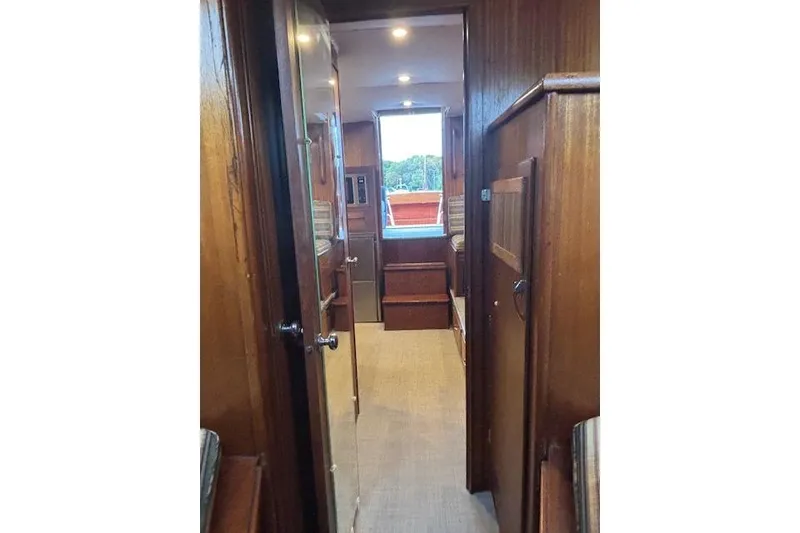 Slide: The Image of 1964 Pacemaker 36 Sportfisherman engine compartment with Coolmar equipment and orange container. - 17