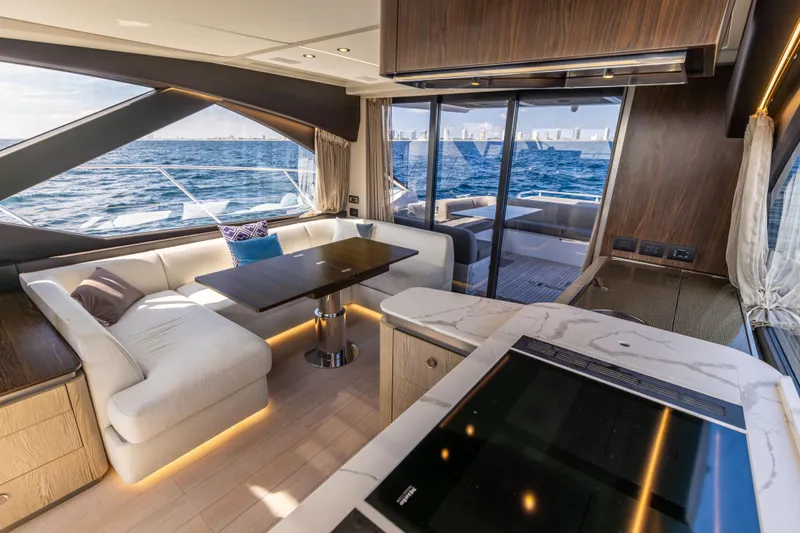 Slide: The Image of Luxurious interior of 2021 Azimut S6 Sportfly yacht with ocean view. - 116