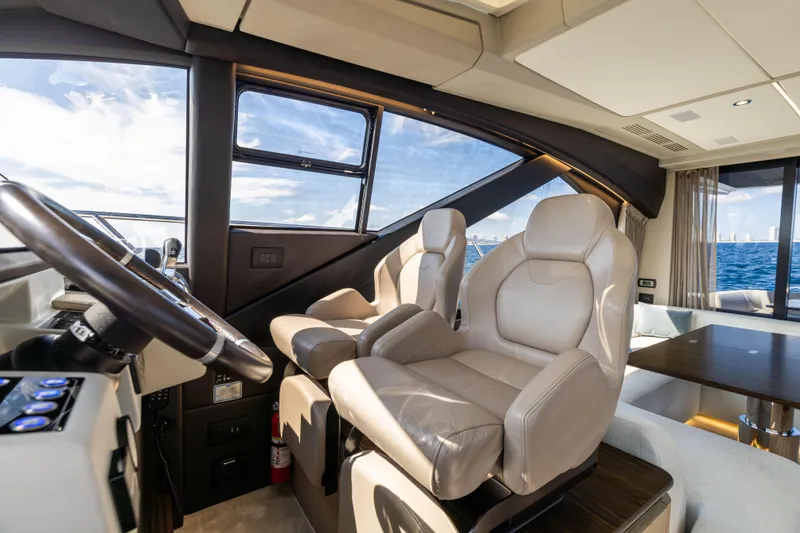 Slide: The Image of Bow view of 2021 Azimut S6 Sportfly yacht on open water. - 128