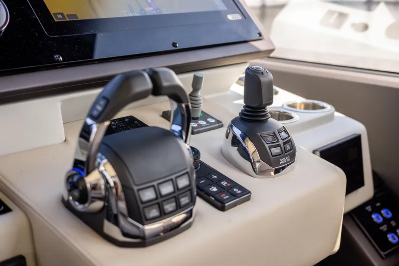 Slide: The Image of Control panel of 2021 Azimut S6 Sportfly yacht featuring Volvo Penta controls. - 168