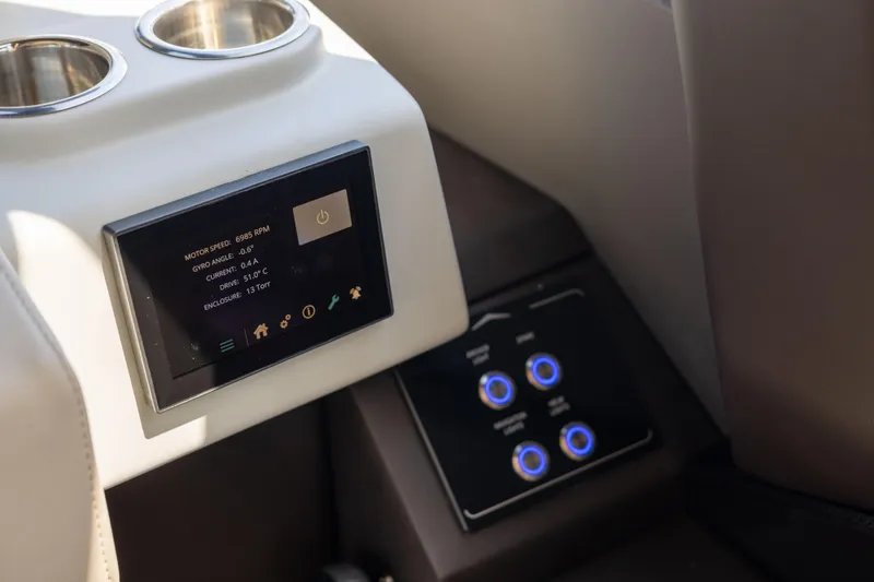 Slide: The Image of Control panel of 2021 Azimut S6 Sportfly yacht with illuminated buttons. - 171