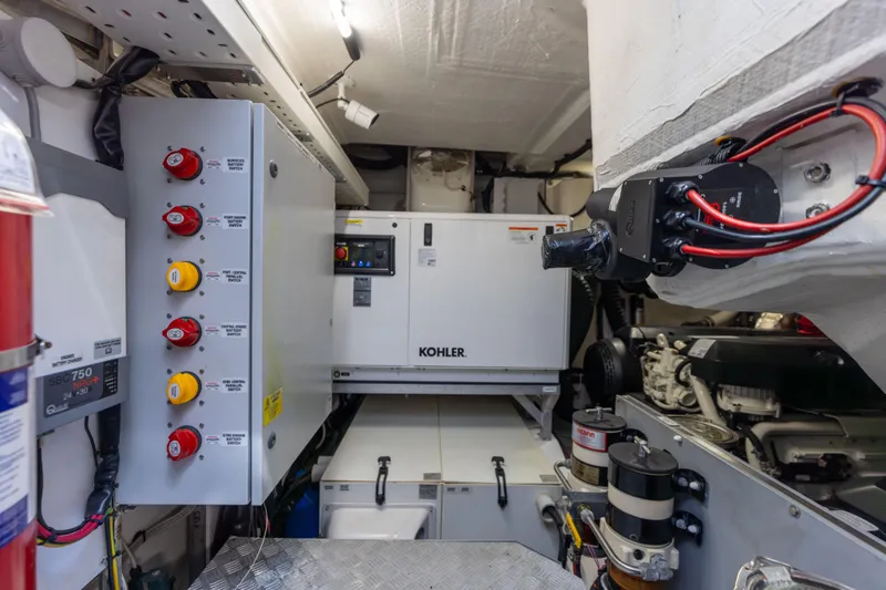 Slide: The Image of Engine room of 2021 Azimut S6 Sportfly yacht, showcasing powerful machinery and components. - 175