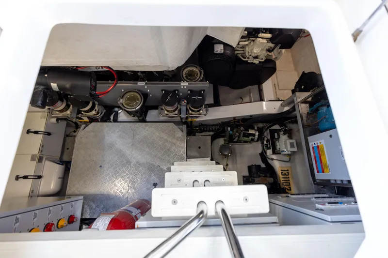 Slide: The Image of 2021 Azimut S6 Sportfly yacht interior with modern steering and audio system. - 183