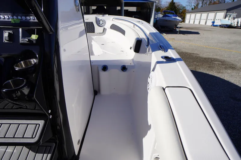 Slide: The Image of 2024 Tidewater 232 SS boat interior with sleek design and modern features. - 31