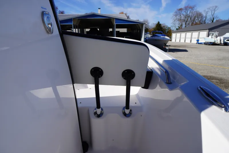 Slide: The Image of 2024 Tidewater 232 SS boat interior with sleek design and modern fittings. - 32
